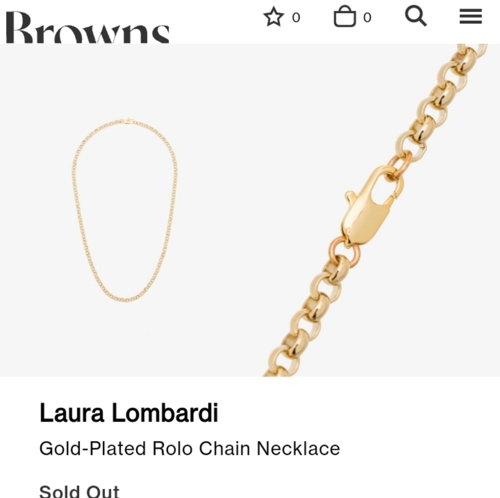 Laura Lombardi Gold Plated Rolo Chain NIB